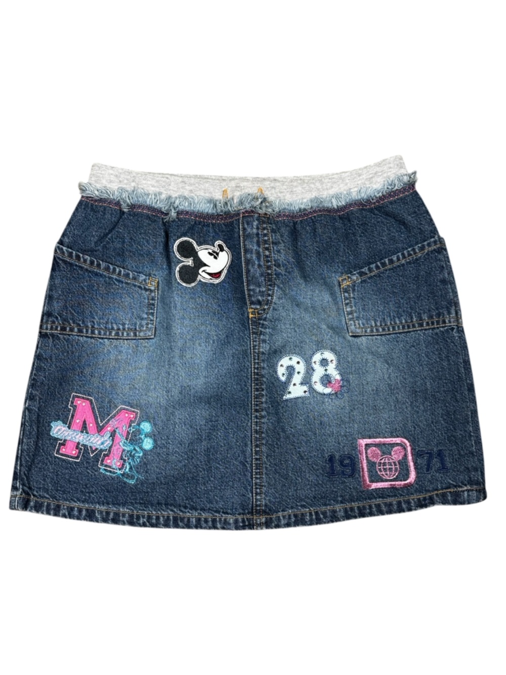 VTG Walt Disney World Denim Skirt with Mickey Mouse Epcot Embroidered Girls XL